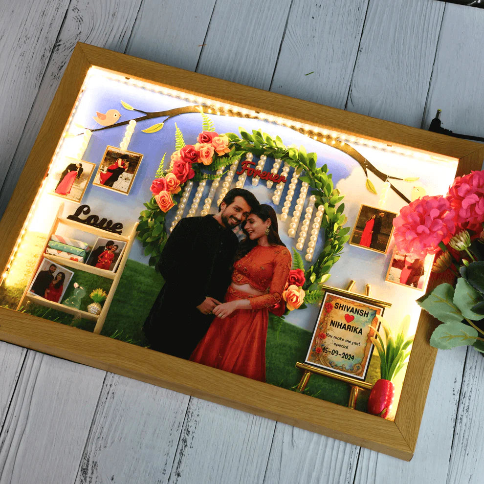 Personalised Wedding Anniversary Miniature LED Frame